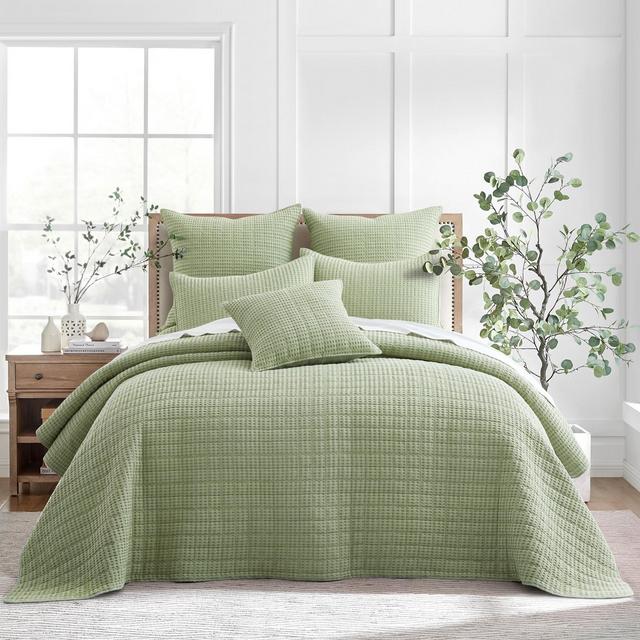 Mills Waffle Desert Green Queen Bedspread Set - Levtex Home