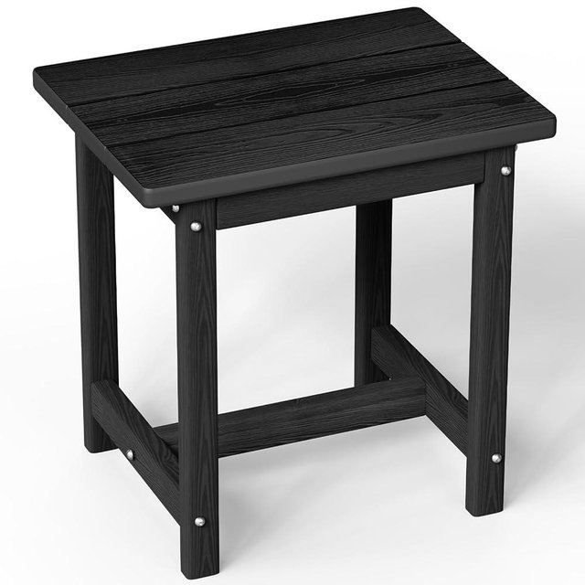 SUUNYN Outdoor Side Table – 17" HDPE Adirondack Side Table,Sturdy Small Outdoor Side Table Porch Table,Weather-Resistant & Easy Assembly Patio End Table for Garden, Balcony, Porch & Poolside (Black)