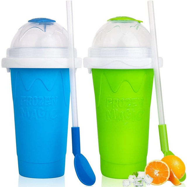 Slushy cup Slushie Maker Cup,Frozen Magic Slushy Cup - Create Delicious Slushies Anywhere with This Fun and Cool Slushie Maker Cup! (Blue＋Green, large)