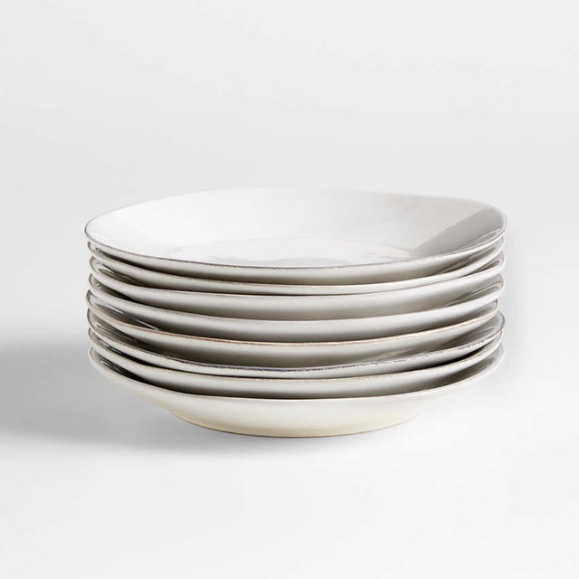 Marin White Stoneware Salad Plates, Set of 8