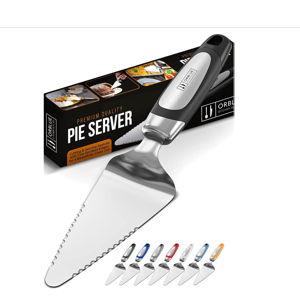 Orblue Pie Server, Essential Kitchen Tool, Serrated on Both Sides, Great for Right or Left Handed Chef, Stainless Steel Flatware, Cake Cutter, Black