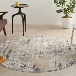 Concerto Beige/Grey 5 ft. x 5 ft. Abstract Contemporary Round Area Rug