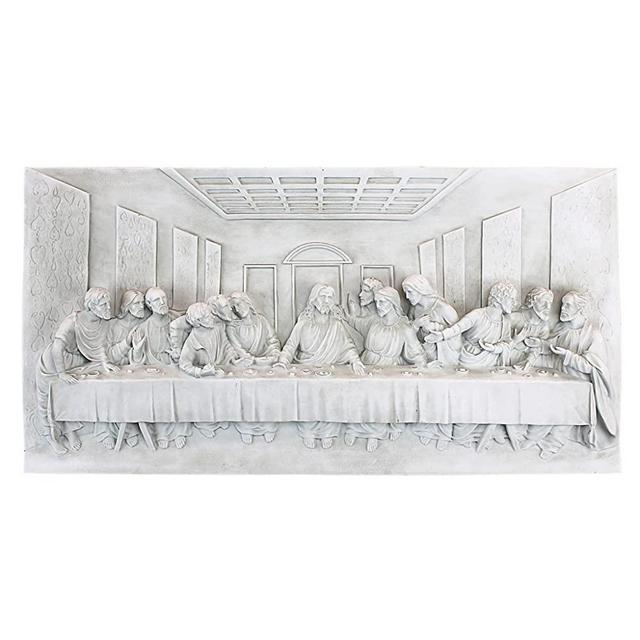 Design Toscano KY11448 The Last Supper Religious Wall Frieze Sculpture, 23 Inch, Antique Stone