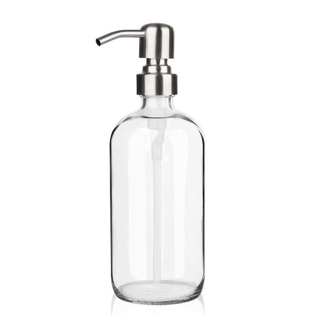 ARKTEK Glass Soap Dispenser - 17 OZ Clear Dish Soap Dispenser with Stainless Steel Pump, Hand Soap Dispenser with Rustproof Pump for Essential Oils, Lotions, Liquid Soaps