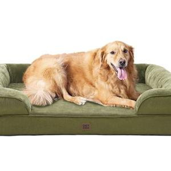 Orthopedic Dog Beds for Extra Large Dogs 44x32Inch, Waterproof Memory Foam XL Pet Bed with Sides, Non-Slip and Egg-Crate Foam Big Dog Couch Bed with Washable Removable Cover, Olive Green