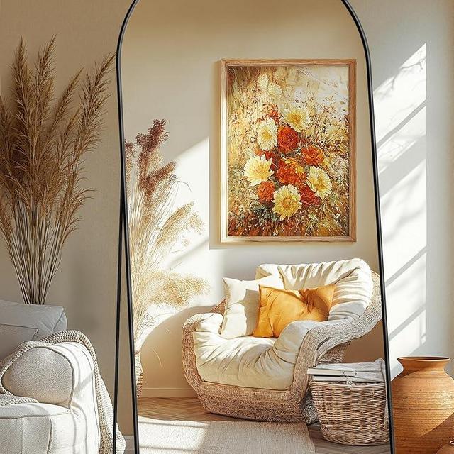 Arched Full Length Mirror, Black Standing Mirror, 75"x35" Full Body Mirror with Standing, Free Standing, Leaning Against Wall or Wall-Mounted, Large Floor Mirror for Bedroom Living Room Dressing Room