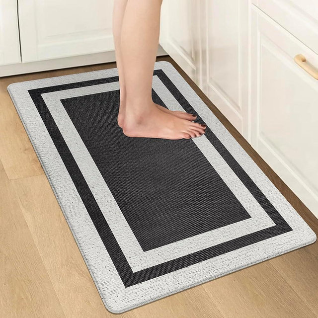 ATRUG Anti Fatigue Mats for Kitchen Floor, Cushioned Anti Fatigue Kitchen Rugs 17.3"x 27.5" Waterproof, Non Slip, Standing and Comfort Desk Floor Mats for Kitchen Floor Office Sink Laundry, Black