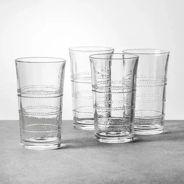 4pk 16oz Embossed Glass Drinkware Tall - Hearth & Hand™ with Magnolia