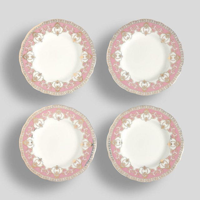 LoveShackFancy Holiday Appetizer Plates, Set of 4 - Pink Multi