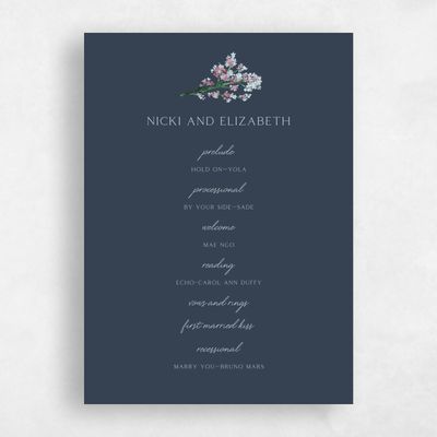 Grayed Navy, Black Wedding Program - Allamia