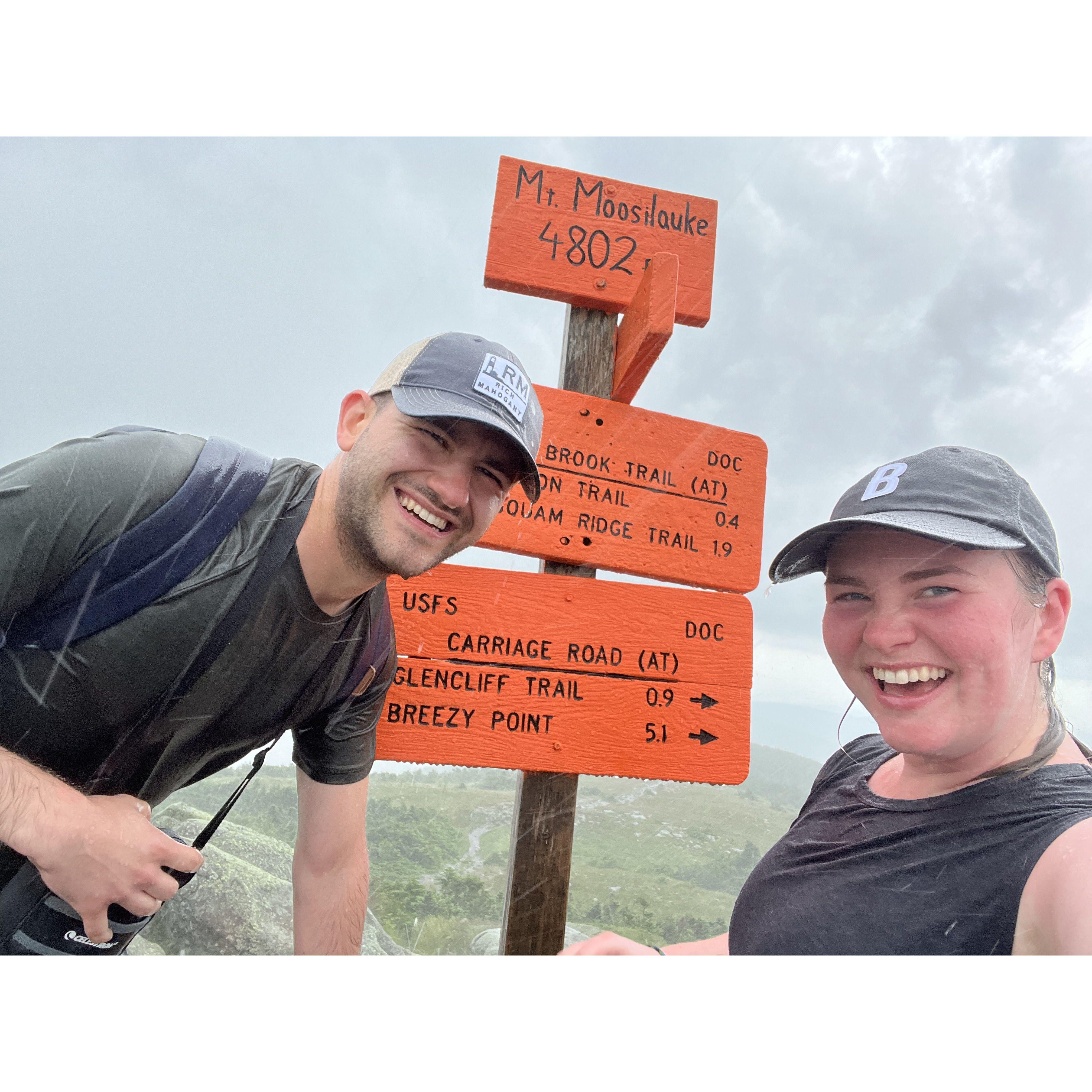 Summitting Moosilauke in sudden freezing rain in July this past summer is probably one of our favorite memories