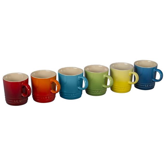 Le Creuset PG8056HB-01MC Stoneware Espresso Mugs, Set of 6, Rainbow Assortment Color