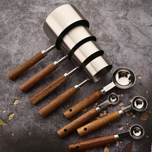 Wood and Steel Measuring Spoon Set