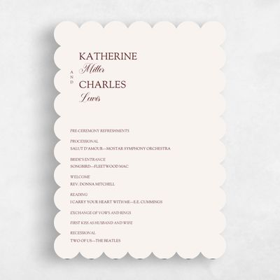 Beige Scalloped Wedding Program - Soave