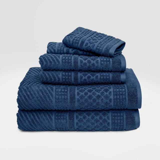 6pc Apothecary Bath Towel Set Dark Blue - LOFT by Loftex