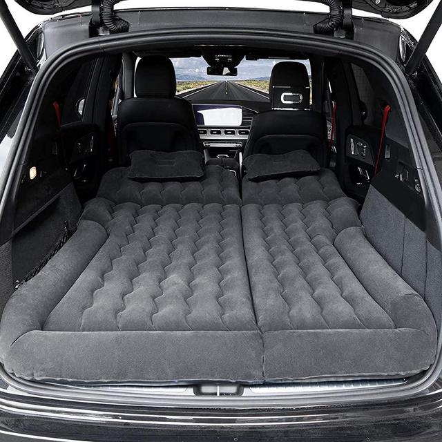 Haomaomao SUV Air Mattress, Inflatable Car Bed with Electric Pump and Pillow, Flocking Surface, Camping Sleeping Pad for Travel SUV Sedan Back Seat Trunk Tent Chevy Jeep Wrangler Toyota Honda Civic