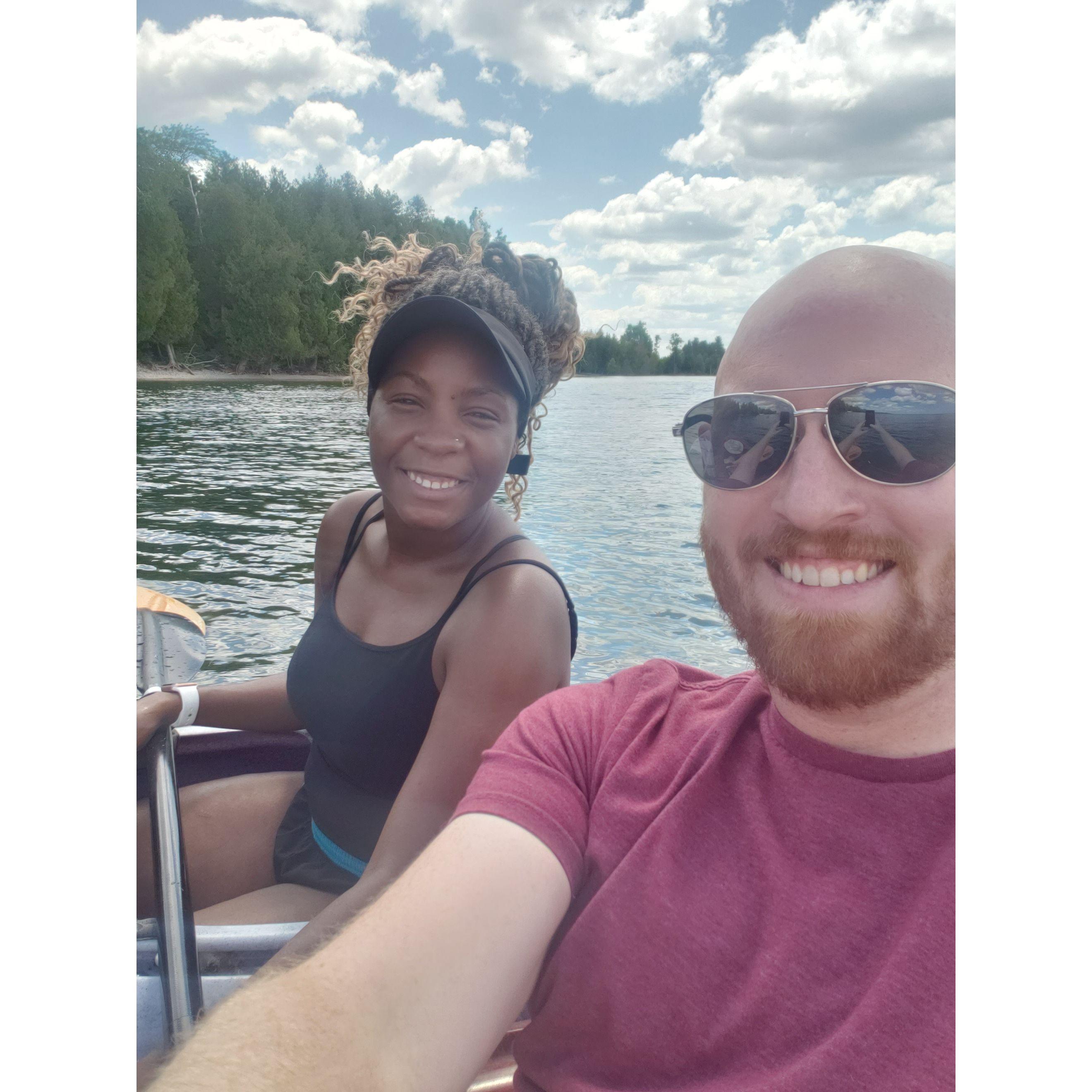 First time kayaking together in Lake Michigan