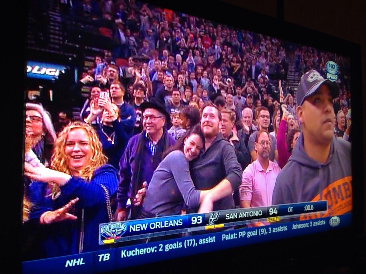 Four years of friendship later…

Triple-overtime victory AND falling in love! 
Go Spurs Go!!!

Thank you, Melissa Spalten, for inviting us to the game!!! You’re amazing!!!!