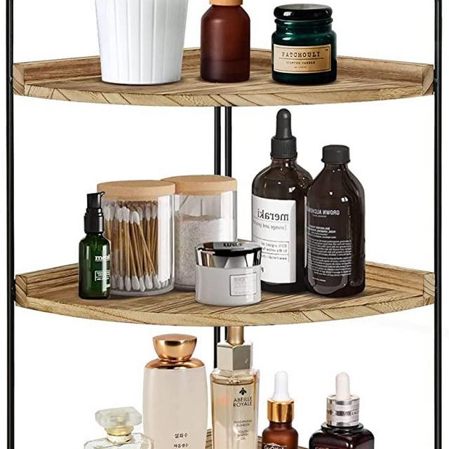 3-Tier Bathroom Corner Shelf Organizer, Bathroom Vanity Tray Organizer, Countertop Kitchen Spice Rack Makeup Organizer Standing Shelf, Corner Storage Shelf for Living Room, Home, Office, Small Space
