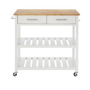 Glenville White Double Kitchen Cart