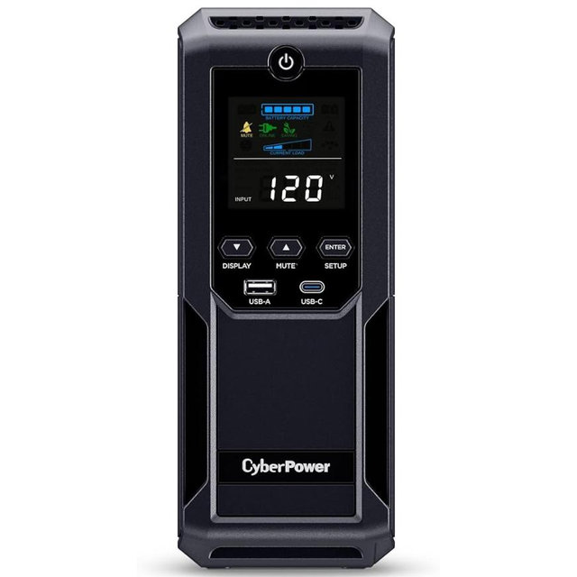 CyberPower CP1500AVRLCD3 Intelligent LCD UPS Battery Backup and Surge Protector, 1500VA/900W, 12 Outlets, 2 USB Ports, AVR, Mini Tower, UL Certified