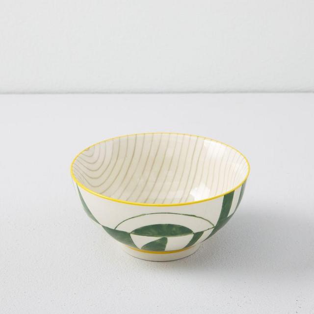 Hand-Painted Pattern Pop Bowl, Small, Dusty Green