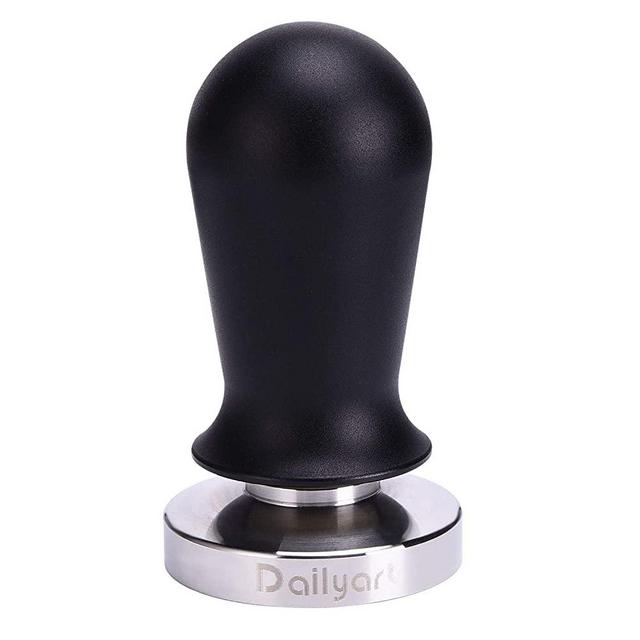 Dailyart Calibrated Espresso Tamper Coffee Powder Press for Barista, 53mm with Flat Base, 304 Stainless Steel, Rustproof, Black Ergonomics Handle