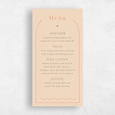 Orange Wedding Menu - Suzi