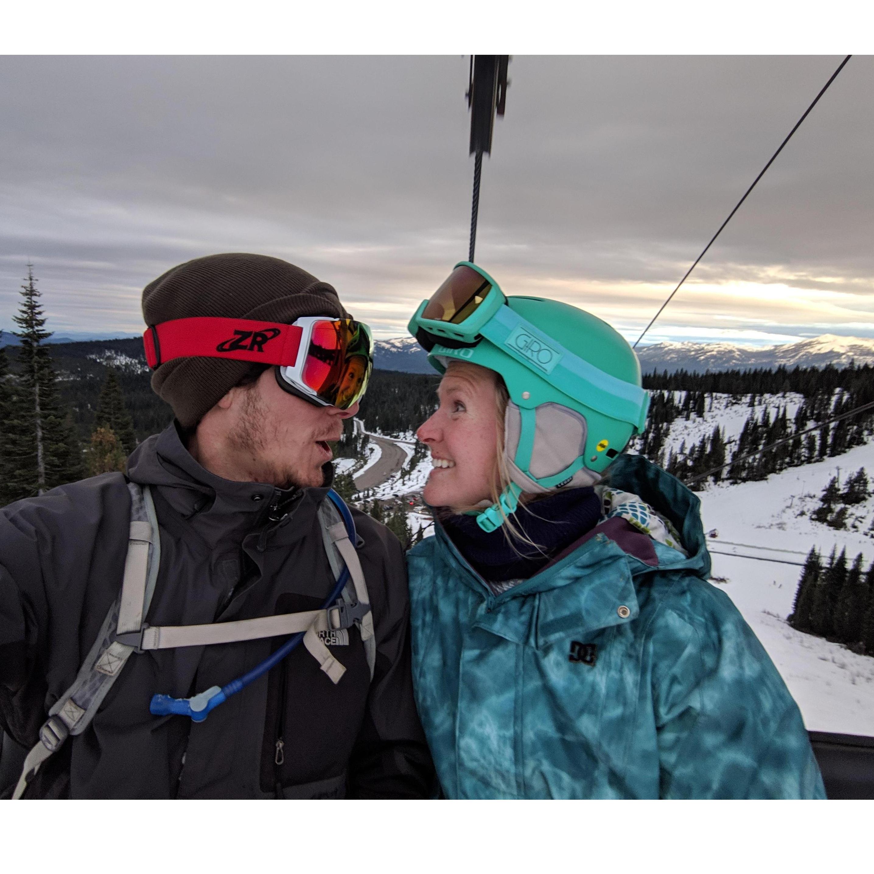 Riding the same chairlift we all will be on our wedding day.
