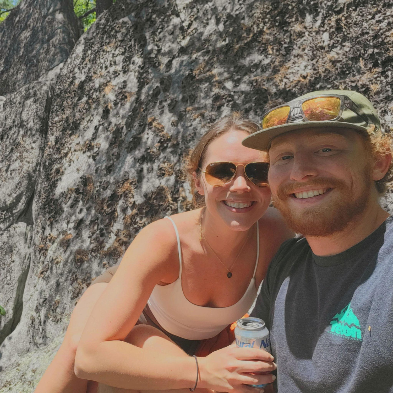Beers at the top of Dragon's Tooth hike in Virginia