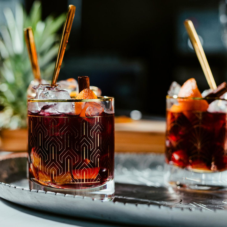 Legend, Art Deco Charm Double Old Fashioned Glass, Set of 4 | Zola
