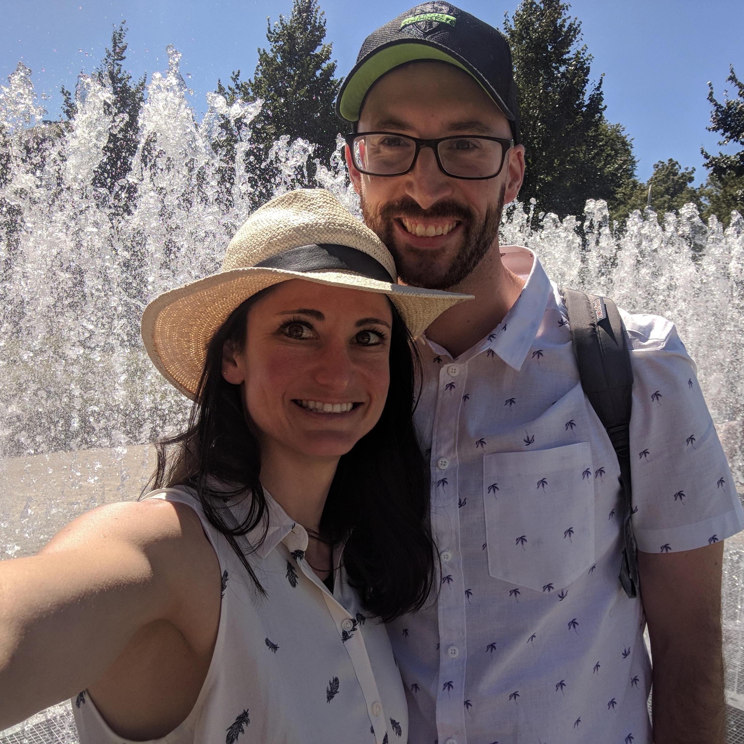Exploring Amsterdam in our matching H&M outfits.