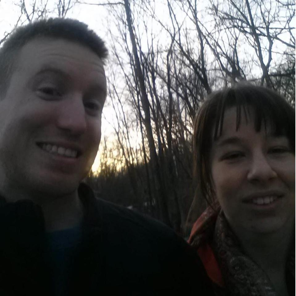 Our first picture together in January 2016 walking a trail in Columbia, Missouri. Casey is making it clear that he plans to always make silly faces at me and thinks I'm cute even when I'm not trying.