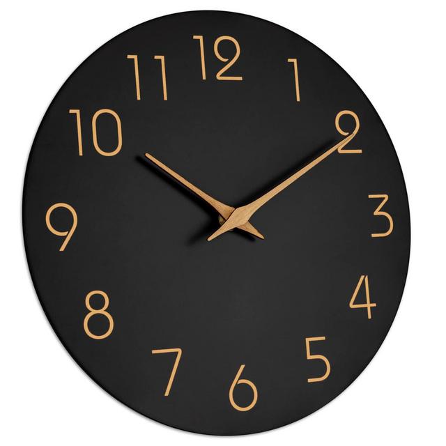 Wall Clock - Mosewa 10 Inch Black Wall Clocks Battery Operated Silent Non-Ticking - Simple Minimalist Rose Gold Numbers Clock Decorative for Bedrrom,Living Room, Kitchen,Home,Office(10" Black)