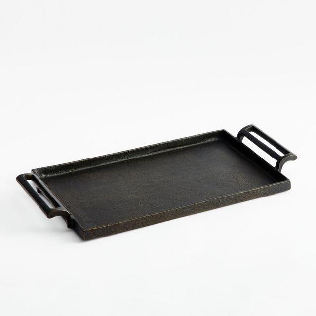 Metal Decorative Tray, Rectangle, Small - Antique Bronze
