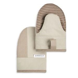 KitchenAid Beacon Two-Tone Non-Slip Mini Oven Mitt Set, Milkshake/Beige, 5.5"x8", 2 Piece