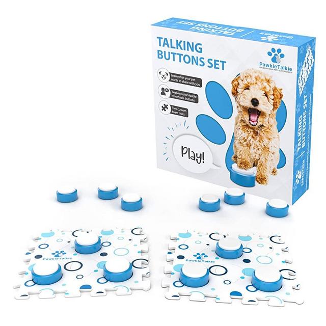 PawkieTalkie Talking Buttons for Pet, Speaking Buttons for Dogs with Mats, Recordable Dog Talking Button Set, Training Buttons for Communication Talking Buttons for Dogs, Buttons for Dogs,