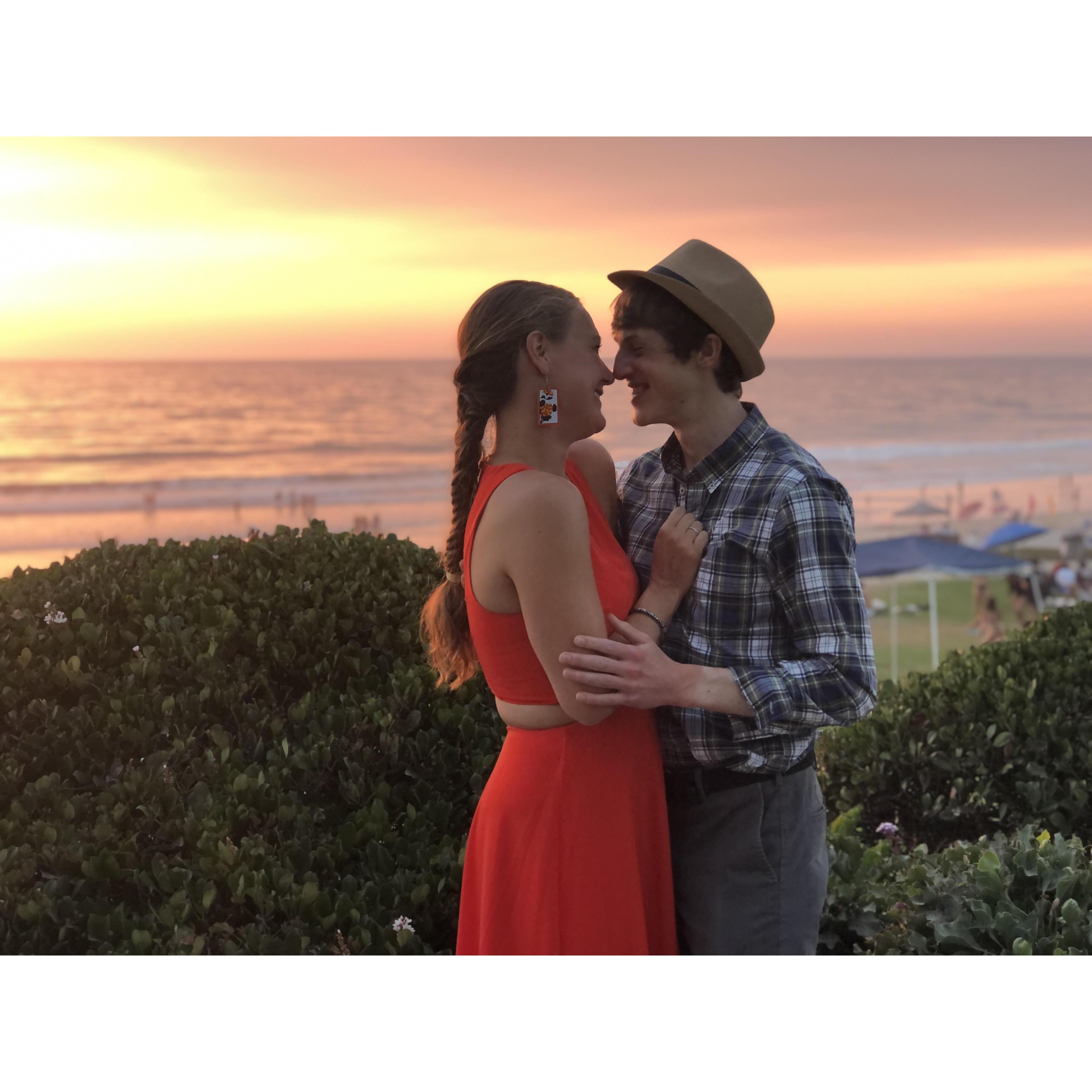 At our tiny wedding "rehearsal" dinner by the beach in Del Mar