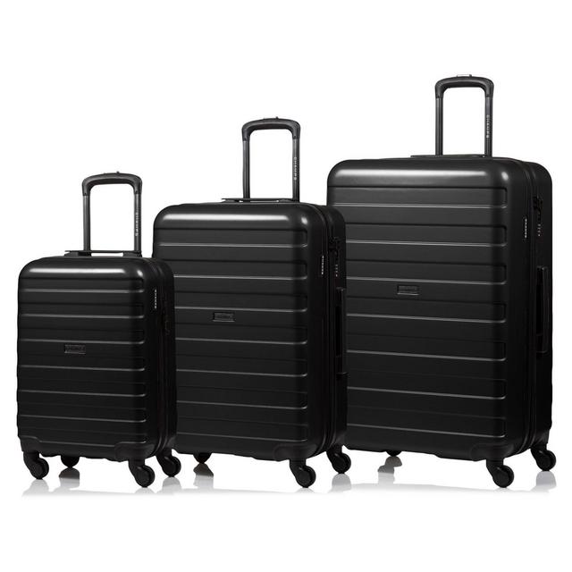 Champs Ice 3-Piece Hard Side Expandable Luggage Set in Black