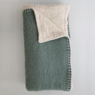 Blanket Stitch Woven Sherpa Throw