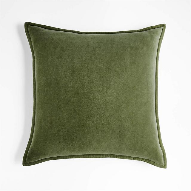 Moss 20"x20" Washed Organic Cotton Velvet Throw Pillow Cover