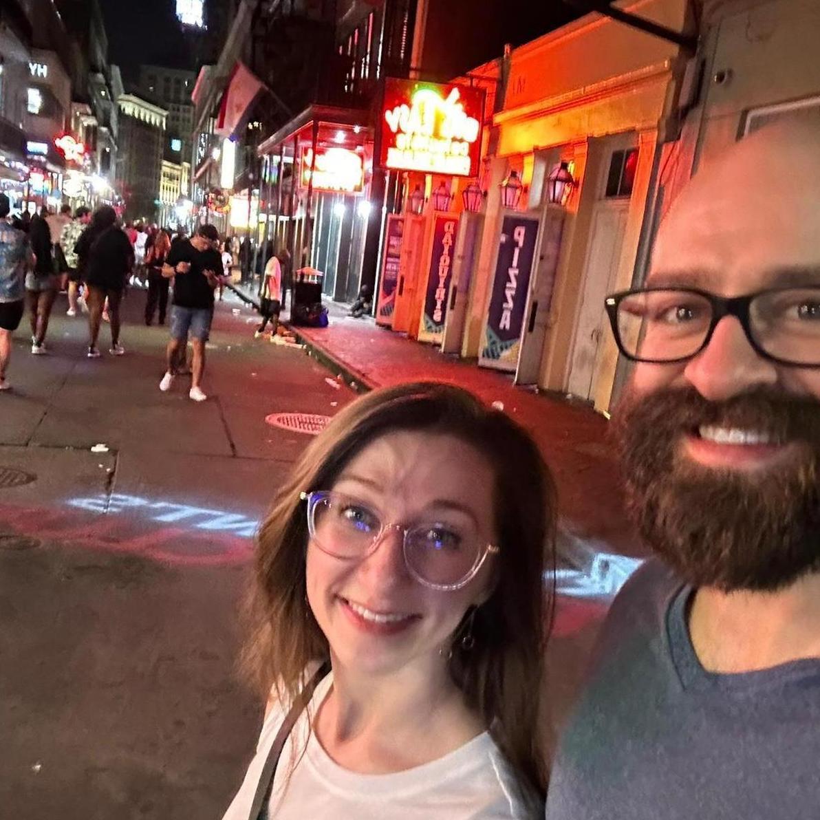 Our first night in New Orleans as we were driving from Texas to North Carolina to officially move in together.