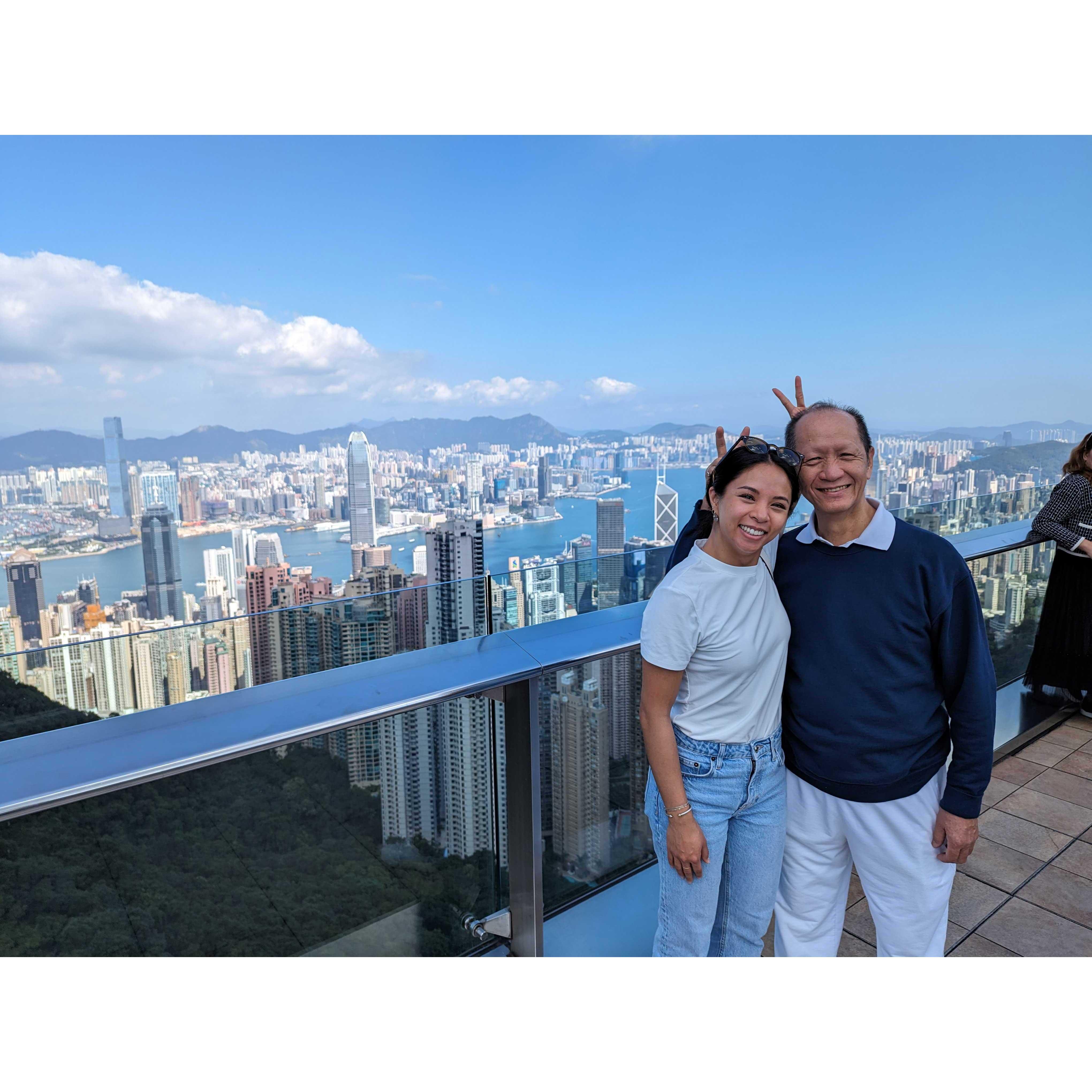 Father and daughter atop Victoria Peak, Hong Kong November 2023
