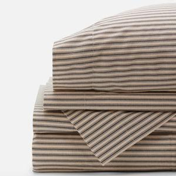 Ticking Stripe Sheet Set, Charcoal, King