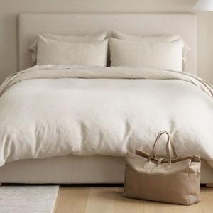 European Linen Duvet Cover Set - Full/Queen - Natural Chambray