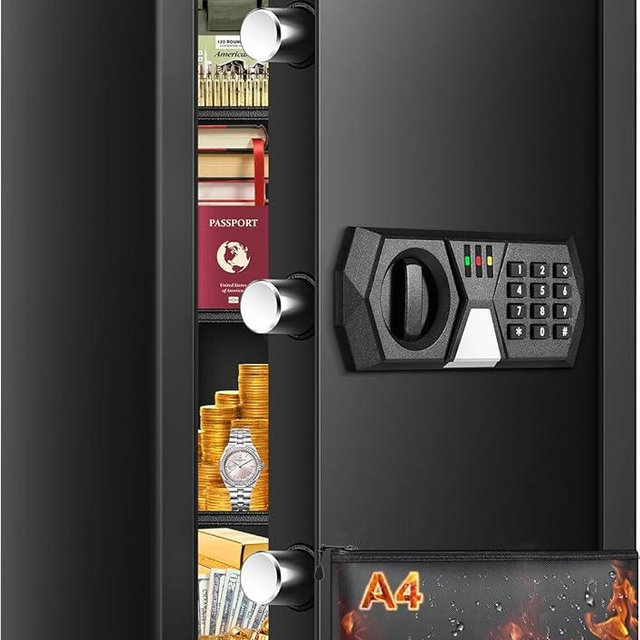 Fireproof Safe For Home Documents, Safe Box Fireproof Waterproof, Security Fire Safes Box With Programmable Digital Keypad Keys, Silent Mode, Large Combination Money Safety Box For Jewelry Office