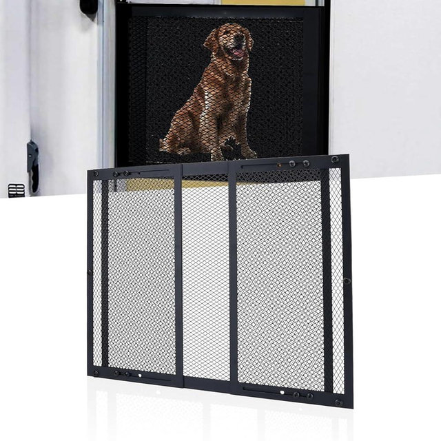 LCGAOYA RV Entry Screen Door Protector Grille for Dogs, Adjustable RV Screen Door Guard 20Inch High - Fits Door Widths 22" - 31.5", RV Door Camper Screen Door Grill, Black-20Inch High