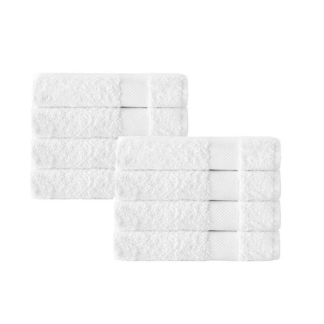 8pc Kansas Turkish Cotton Hand Towel Set White - Enchante Home