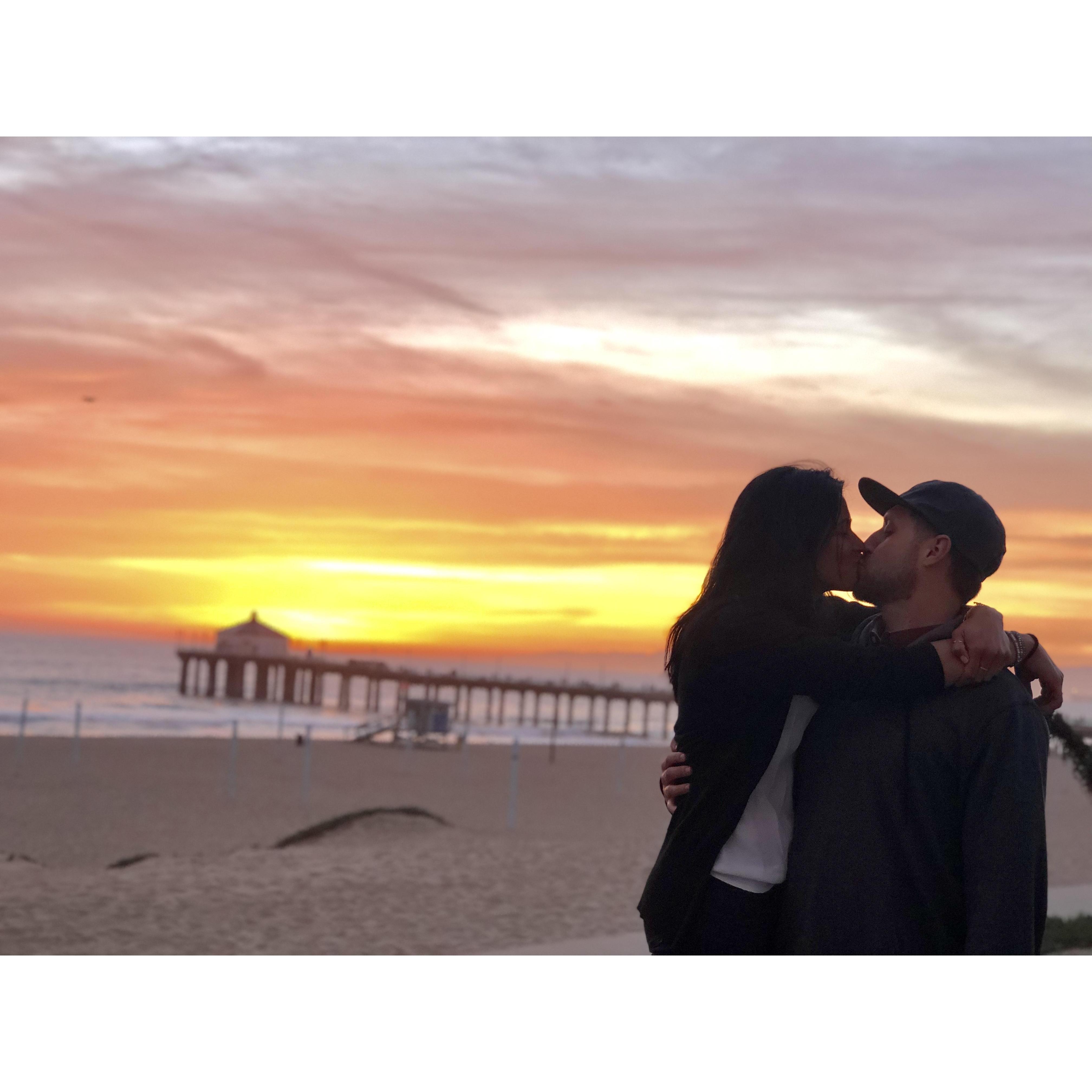 Our first couples photo EVER! Fitting that it's on 9th st. in Manhattan Beach during a famous Deck party at the Liggett's. Who knew years later, Nina Liggett would be planning our wedding!
