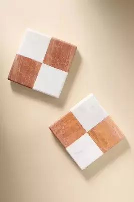 Jolene Checkered Marble Coaster